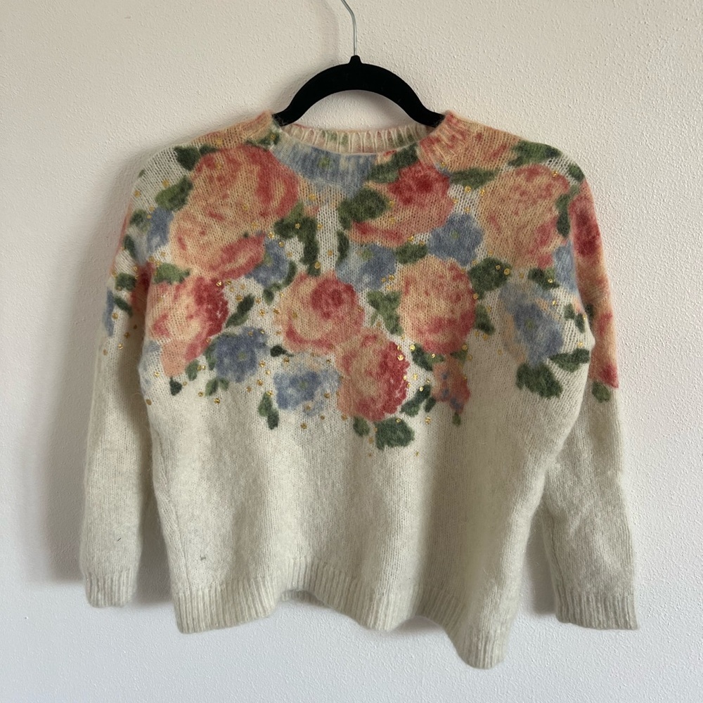 Sezane Mallory Sweater with Printed Flowers, size XXS - Picture 5 of 6